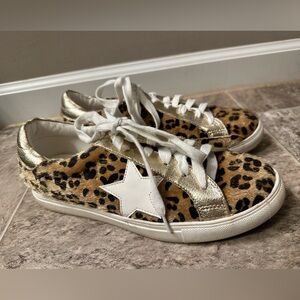 Leopard Print Sneakers with Gold Accents